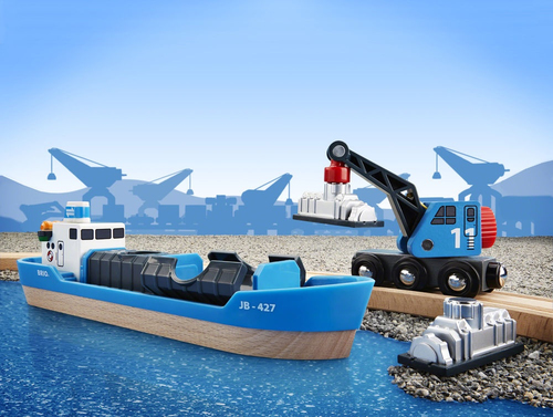 BRIO container ship with crane truck - 33534 konstruktors