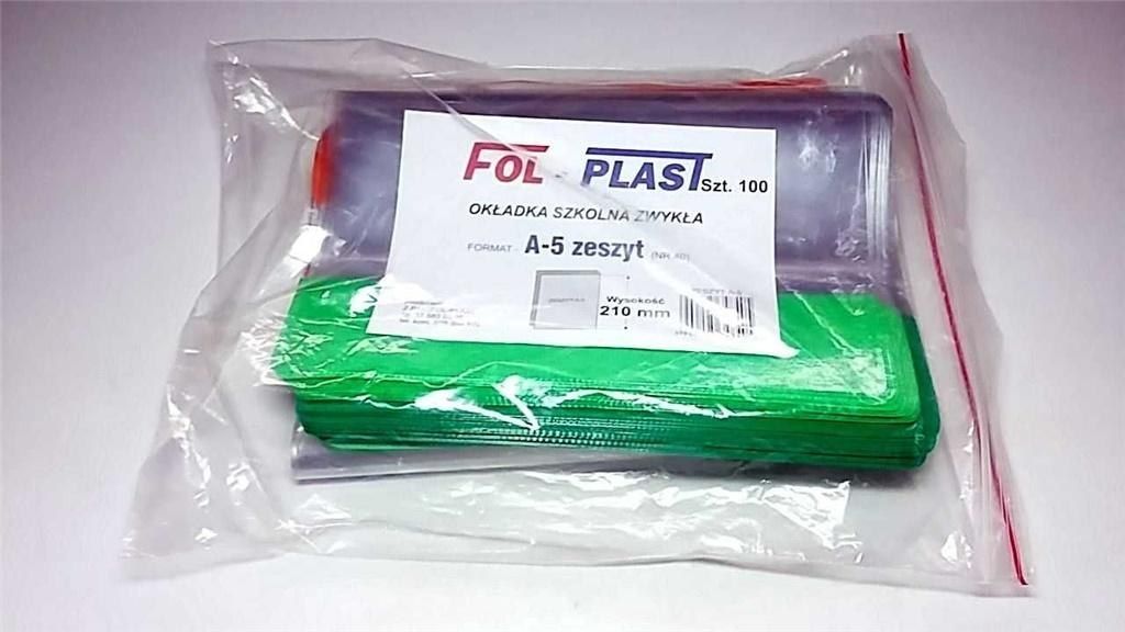 Fol-Plast Okladka na zeszyt A5 zwykla NR 40 (100szt) 445838 (5906295348405)