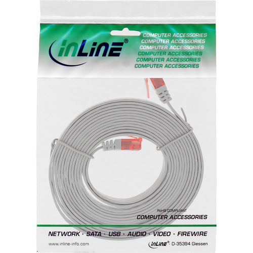 InLine 1m Patchkabel flach, U/UTP, Cat.6 - grau tīkla kabelis