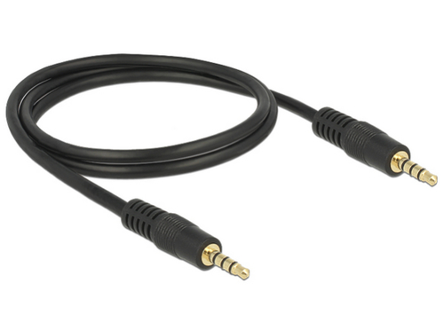 Kabel Delock 3.5mm meski/meski 4-pin Black 1.0m (83435) adapteris