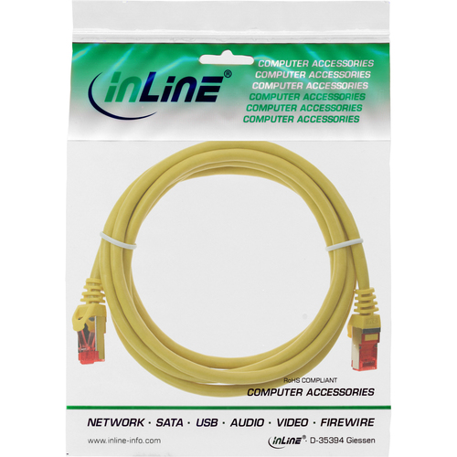  InLine Patchcord S/FTP, PiMF, Cat.6, 250MHz, PVC, CCA, zolty 3m (76103Y) tīkla kabelis