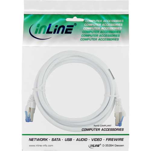 InLine Patchkabel Cat.6A, S/FTP (PiMf), 500MHz, White, 7,5m tīkla kabelis