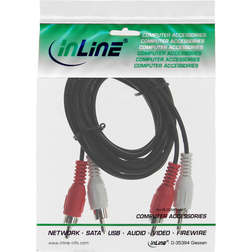 InLine 1m 2x RCA M/M 1m 2 x RCA black, Rot, white Audio-Kabel (89933C) adapteris