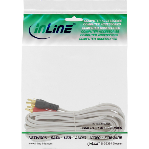 InLine 10m 2x RCA M/M 10m 2 x RCA black, Rot, white Audio-Kabel (89933Y) adapteris