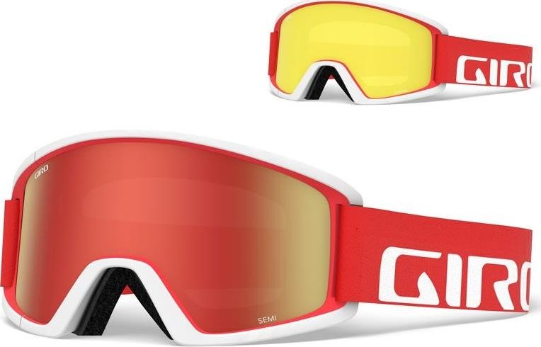 Giro Gogle zimowe GIRO SEMI RED WHITE APEX (Szyba lustrzana kolorowa AMBER SCARLET 40% S2 + Szyba kolorowa YELLOW 84% S0) 305470-uniw (76868 Sporta aksesuāri