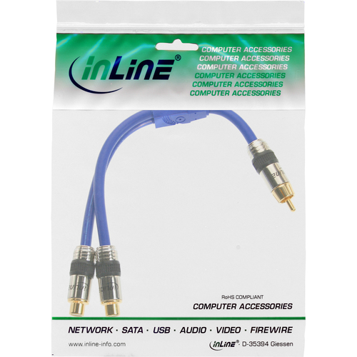 Kabel InLine Premium 1x Cinch meski - 2x Cinch zenski pozlacany 25cm 89924P adapteris