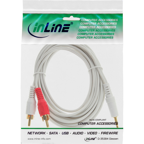 Kabel InLine 2x Cinch - 3.5mm Balts 10m 89929W adapteris