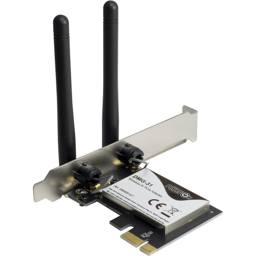 Inter-Tech Wi-Fi 4 PCIe Adapter DMG-31 2T2R Antenne  300Mbps retail tīkla karte