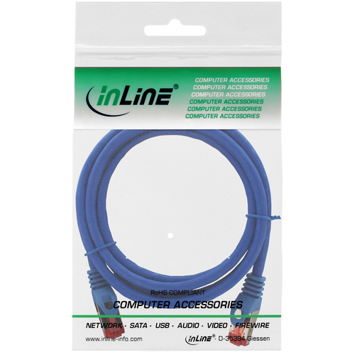 InLine Patchcord S/FTP, PiMF, Cat.6, 250MHz, halogen free,  Blue 5m (76905B) tīkla kabelis