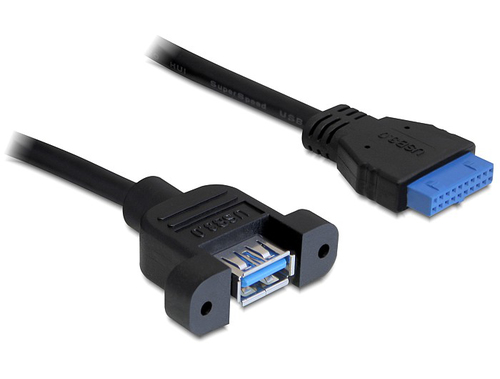 DeLOCK 0.5m USB 3.0 F/F 0.5m USB A IDC black USB Kabel (83118) adapteris