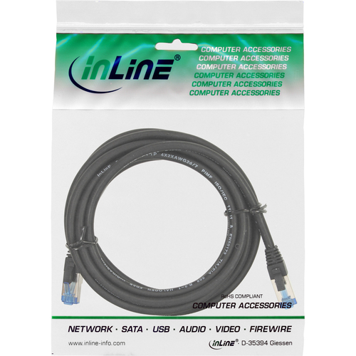 InLine Patchkabel Cat.6A, S/FTP (PiMf), 500MHz, black, 1,5m tīkla kabelis