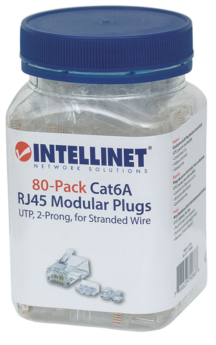 Intellinet Modular plug RJ45 8P8C Cat6A UTP for stranded wire 80 plugs in jar