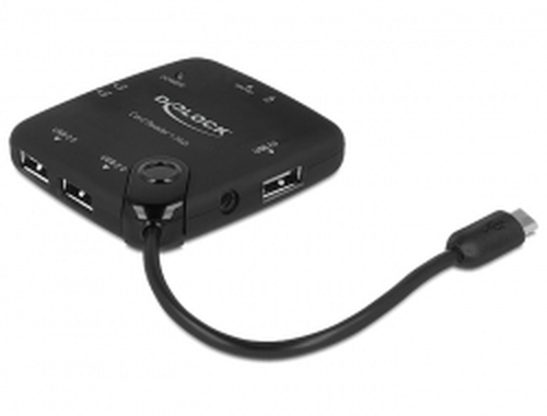 Card Reader Delock USB micro B -> 4in1 +3-Port Hub OTG extern karšu lasītājs