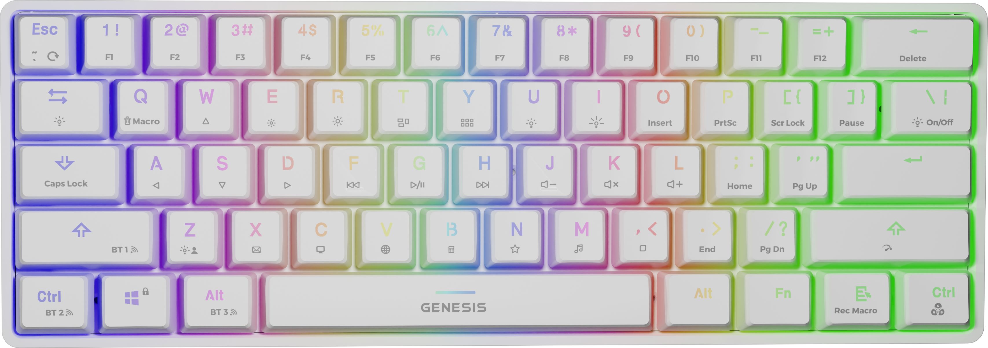 Genesis THOR 660 RGB Gaming keyboard, RGB LED light, US, White, Bluetooth, Wired, Wireless connection, Gateron Red Switch klaviatūra