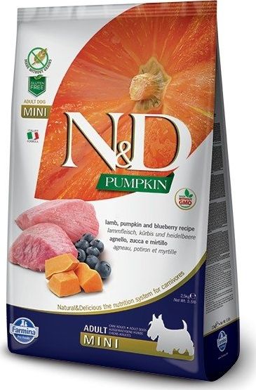 Farmina N&D Pumpkin Grain Free canine Lamb & blueberry adult mini 800g 84999 barība suņiem