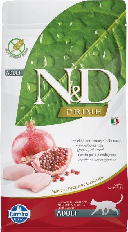 Farmina N&d prime cat chicken & pomegranate adult - sucha karma dla kota - 1,5 kg 7352031 (8010276021021) kaķu barība