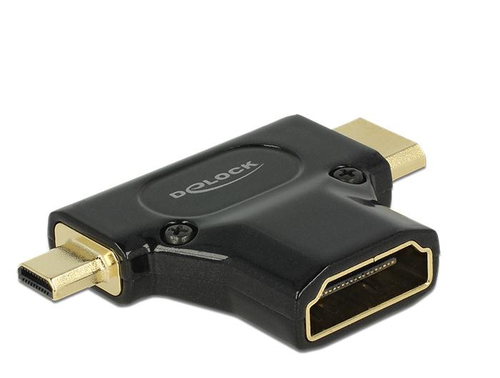 Delock adapter HDMI mini-C(M) + HDMI Micro-D(M)->HDMI(F) 4k High Speed Ethernet karte