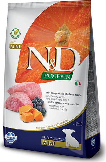 Farmina N&d gf pumpkin lamb&blueberry puppy mini 2,5 kg 7416131 (8010276033239) barība suņiem