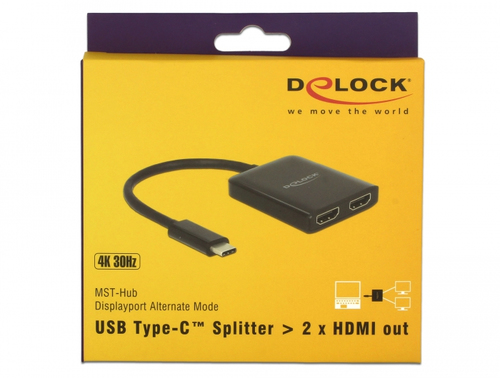 Splitter video USB-C -> 2x HDMI 4K black adapteris