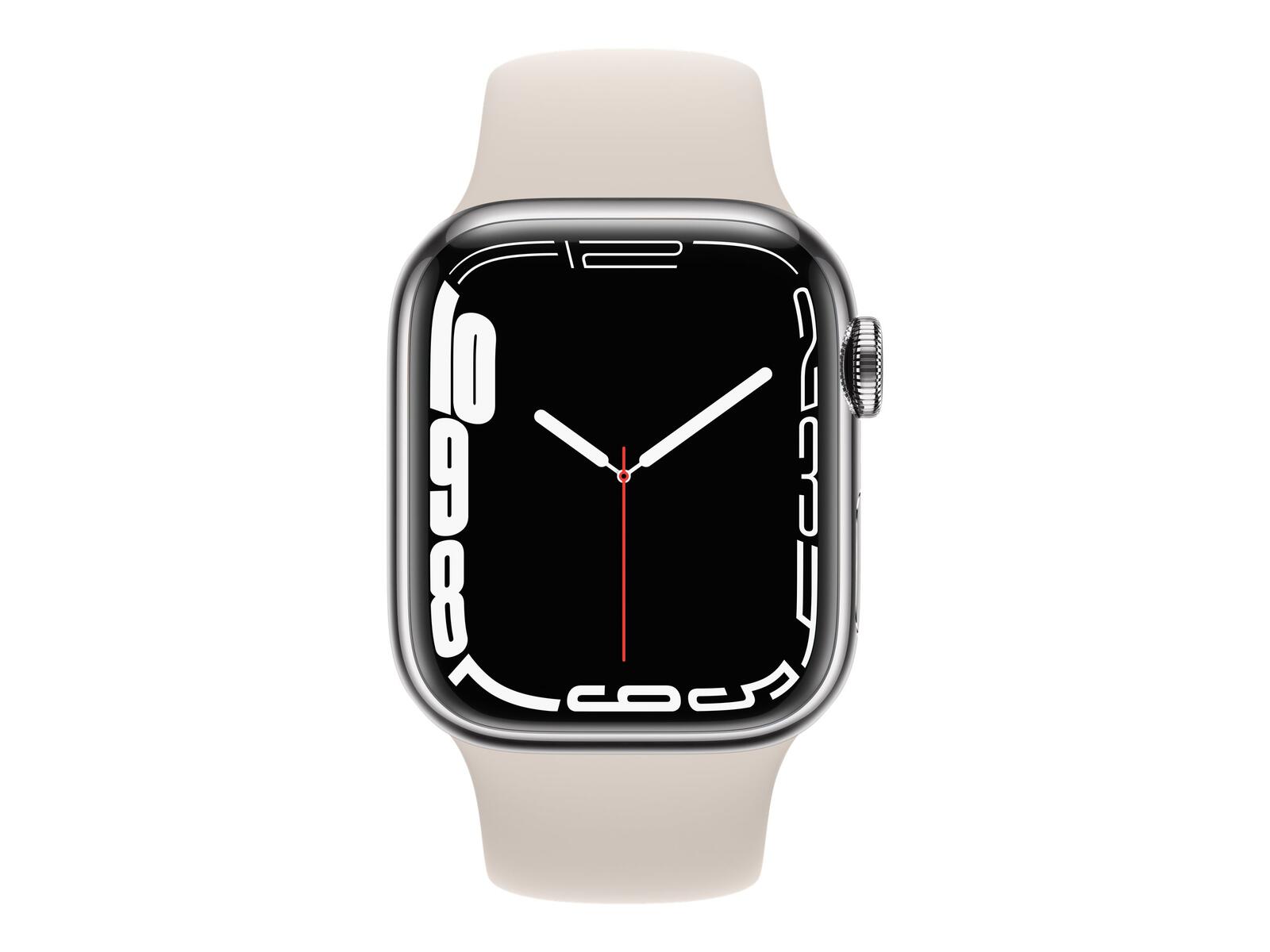 Apple Watch 7 Cell, 41mm Steel Silver, Sport Band Starlight MKHW3 Viedais pulkstenis, smartwatch