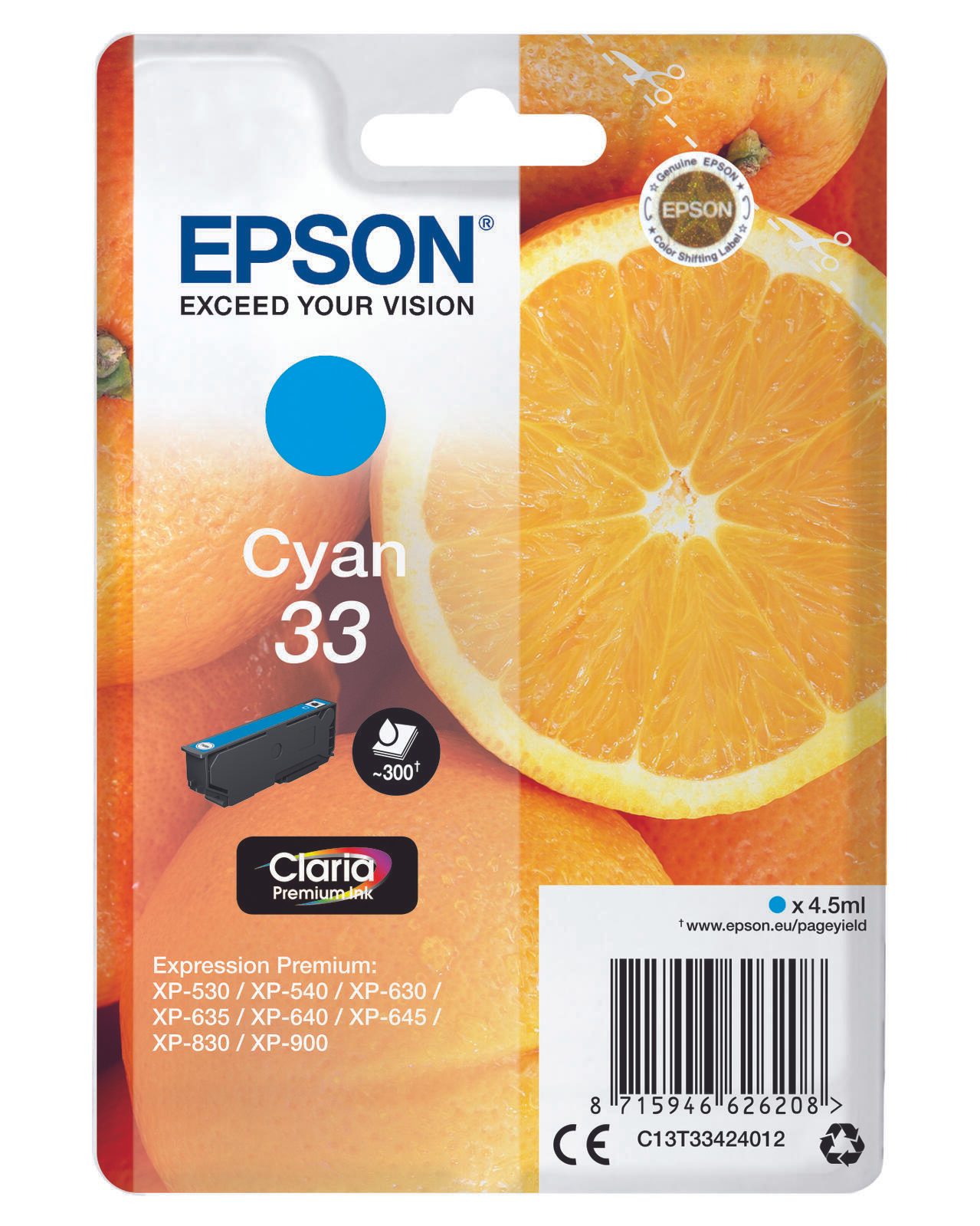 Epson ink cartridge cyan Claria Premium 33         T 3342 kārtridžs