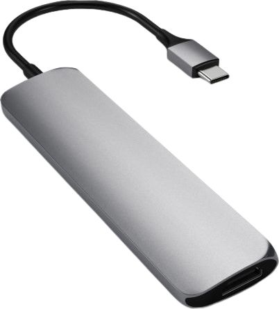 Satechi Slim Aluminum USB-C MultiPort Adapter V2, Space Grey dock stacijas HDD adapteri