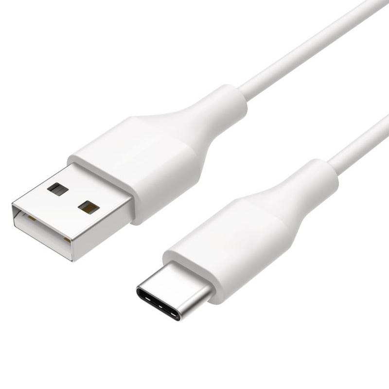 DCO Durable TPE Universāls USB uz USB-C (Type-C) Datu un ātrās 2.4A Uzlādes Kabelis 1m Balts USB kabelis