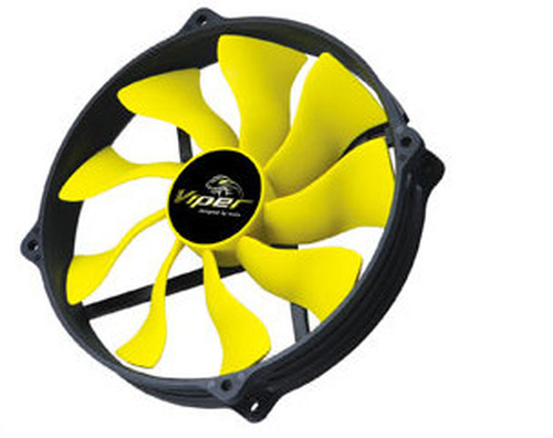 Akasa Viper R PWM Lufter, black/gelb - 140mm ventilators