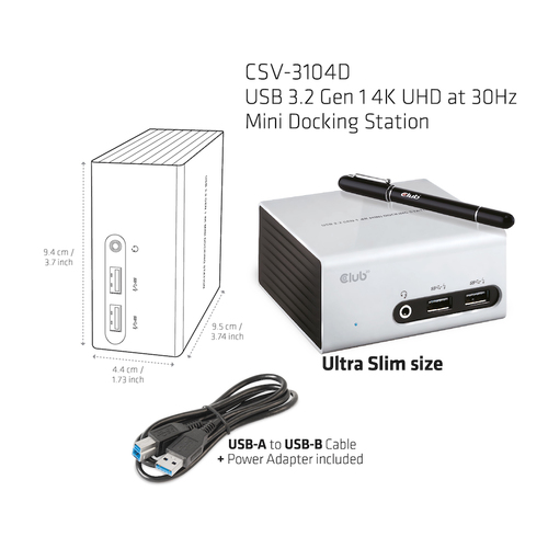 CLUB 3D DOCK USB3.0 DUAL GFX 4k MINI adapteris