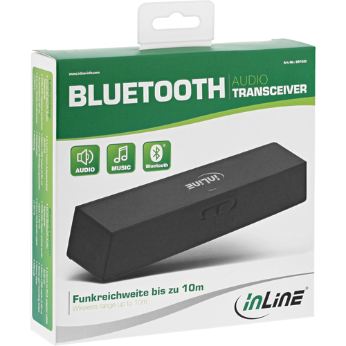 InLine Bluetooth Audio Transceiver, Sender/Empfanger, BT 5.0, aptX - schwarz datoru skaļruņi