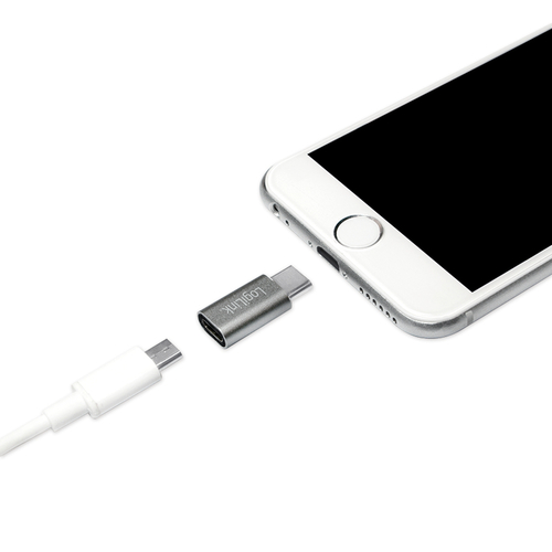 LOGILINK - USB-C adapter to Micro USB female, silver