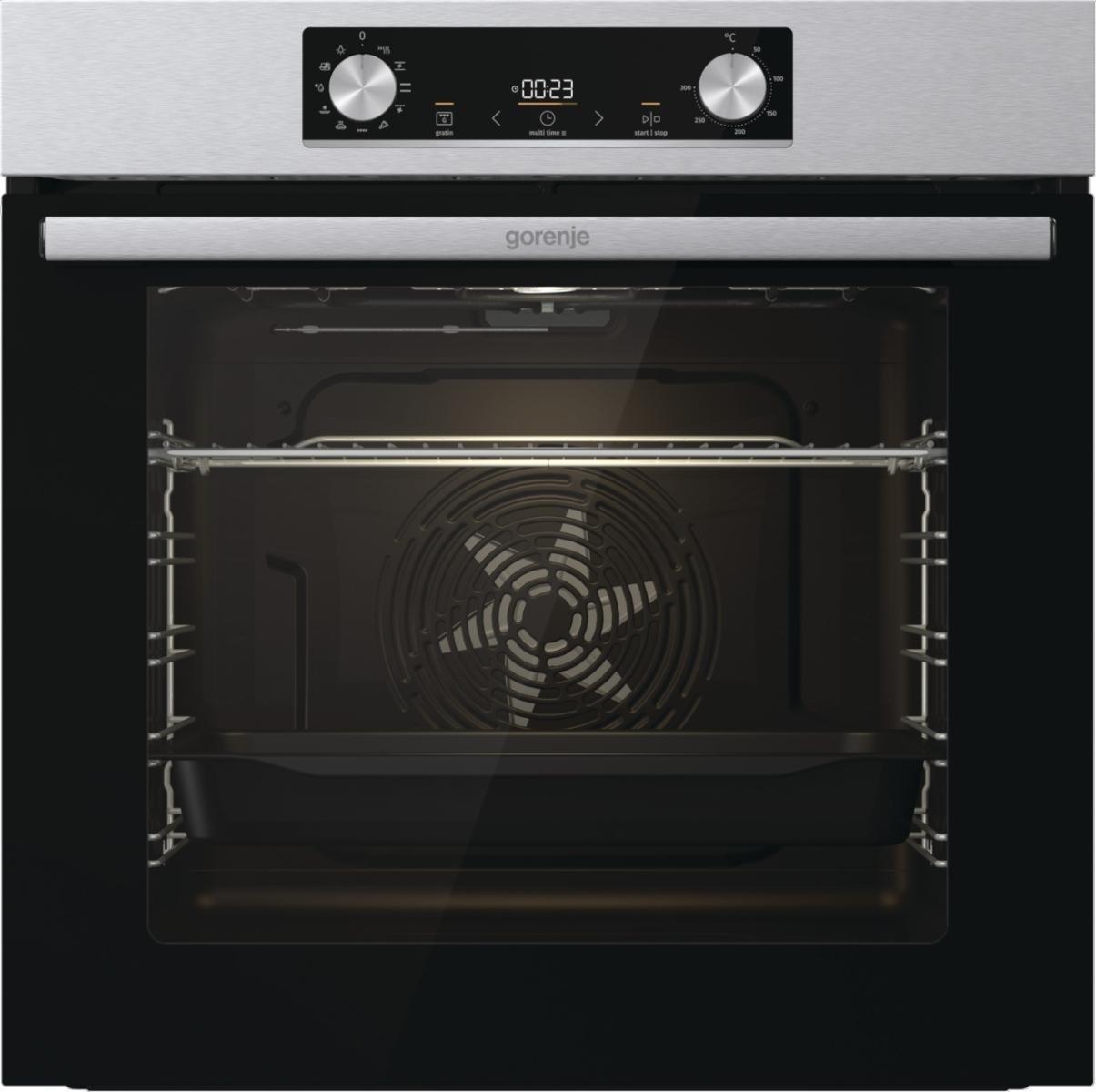 Gorenje Oven BO6735E02X 77 L, Fan oven, EcoClean enamel, Mechanical controls, Height 59.5 cm, Width 59.5 cm, Brushed stainless steel Cepeškrāsns