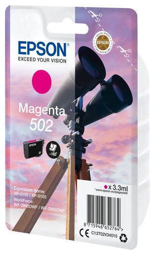 Epson 502 - 3.3 ml - Magenta Original Blister with RF / Acoustic Alarm - Ink Cartridge