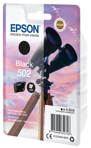 Epson 502 - 4.6 ml - Black - Original - Blister with RF / Acoustic Alarm - Ink Cartridge