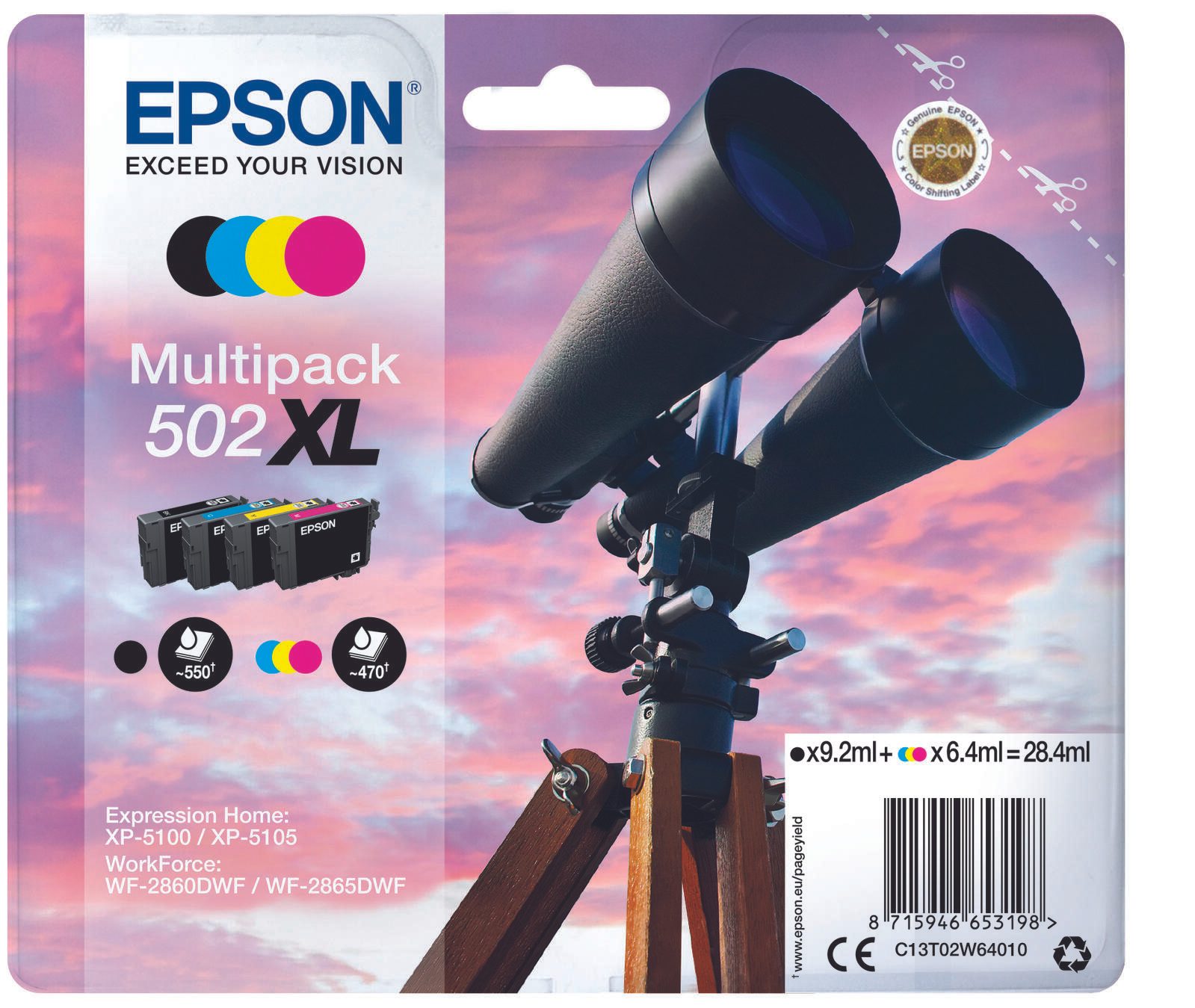 Epson Multipack BK/C/M/Y 502 XL                    T 02W6 kārtridžs