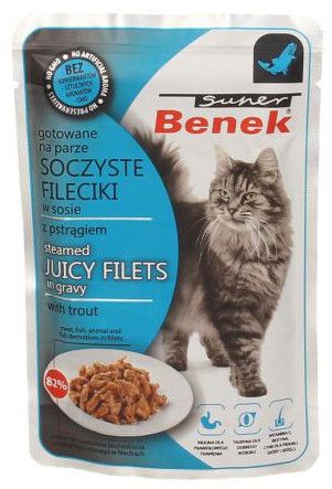 Super Benek Super Benek Saszetka Filet W Sosie Z Pstragiem 85g VAT009776 (5905397018681) kaķu barība