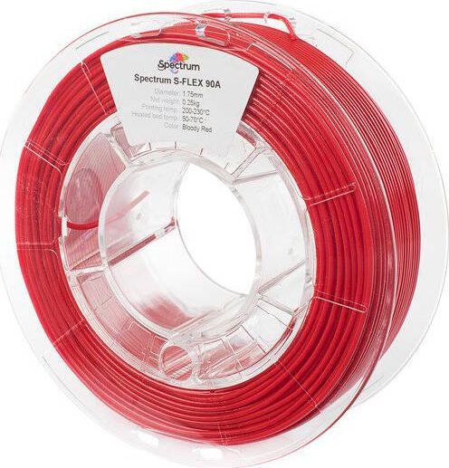 Spectrum Filament S-FLEX 90A Bloody Red 1,75 mm/0,25 kg 3D printēšanas materiāls