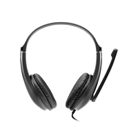 CANYON CHSU-1 basic PC headset with microphone, USB plug, leather pads, Flat cable length 2.0m, 160*60*160mm, 0.13kg, Black; austiņas