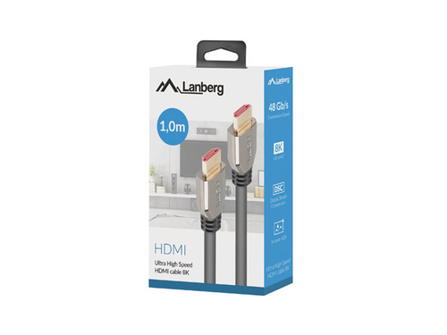 LANBERG HDMI M/M v2.1 cable 1m 8K 60Hz kabelis, vads