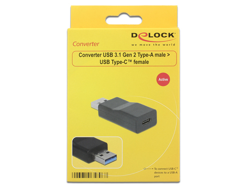 DeLOCK 65696 USB 3.1 Gen 2 Type-A USB 3.1 Gen 2 Type-C black Kabelschnittst... USB kabelis