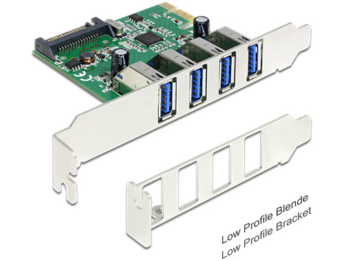 Delock 4x USB3.0 ext +LowProfile karte