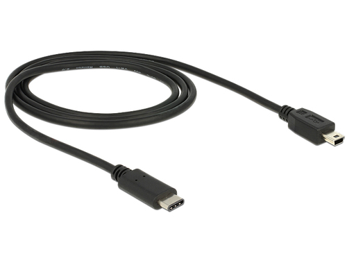 Delock Cable USB Type-C   2.0 male > USB 2.0 type Mini-B male 1m black USB kabelis