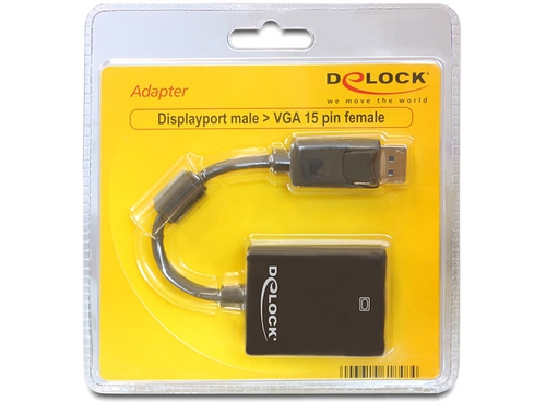 Delock adapter Displayport male > VGA 15pin female, 12.5 cm