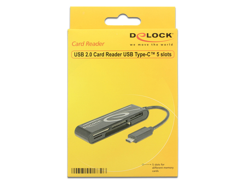 DeLOCK Card Reader -USB 2.0 Type C 5xSlots karšu lasītājs