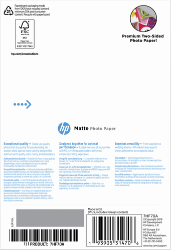 HP Matte FSC Photo Paper 4x6 25 sheets foto papīrs