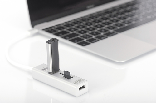 DIGITUS USB2.0/C-Hub 3-Port m. Kartenleser Aluminium OTG adapteris