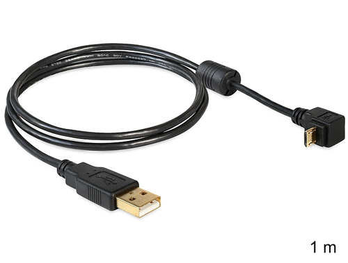 Delock Cable USB-A male > USB micro-B male angled 90° up / down USB kabelis