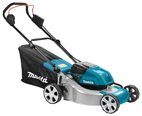 Makita DLM460PT2 lawn mower Walk behind lawn mower Battery Black, Blue, Grey Zāles pļāvējs - Trimmeris