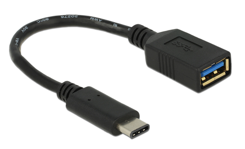 Delock C -> A St/Bu 0.15m black USB kabelis