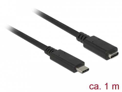 Delock Extension cable USB Typ-C  male - female 1,0m black adapteris